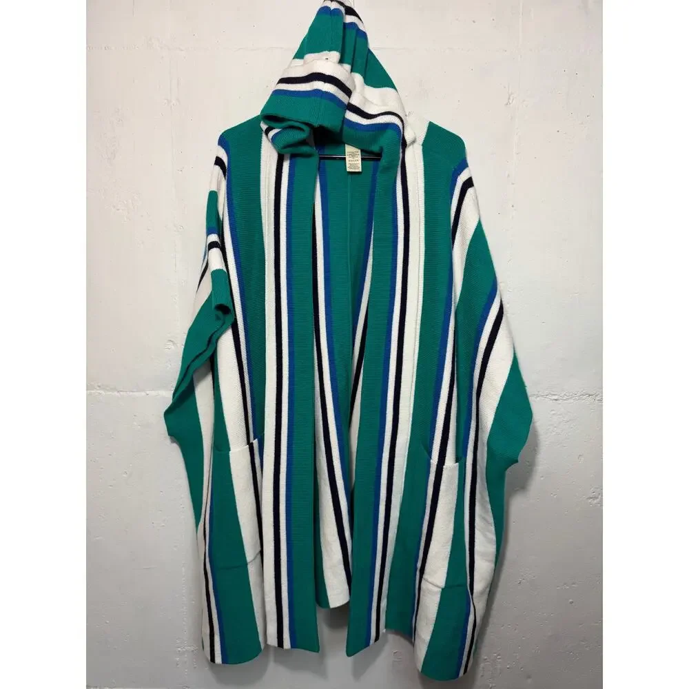 Free People All I Need Stripe Hooded Poncho One Size